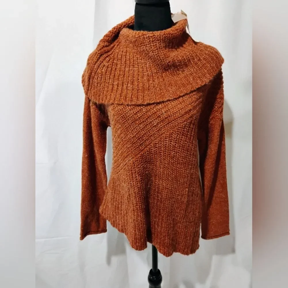 Mystree Brown Chunky Knit Cowl Neck‎ Sweater NWT Size S